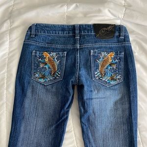Gorgeous Y2K Ed Hardy women’s goldfish jeans